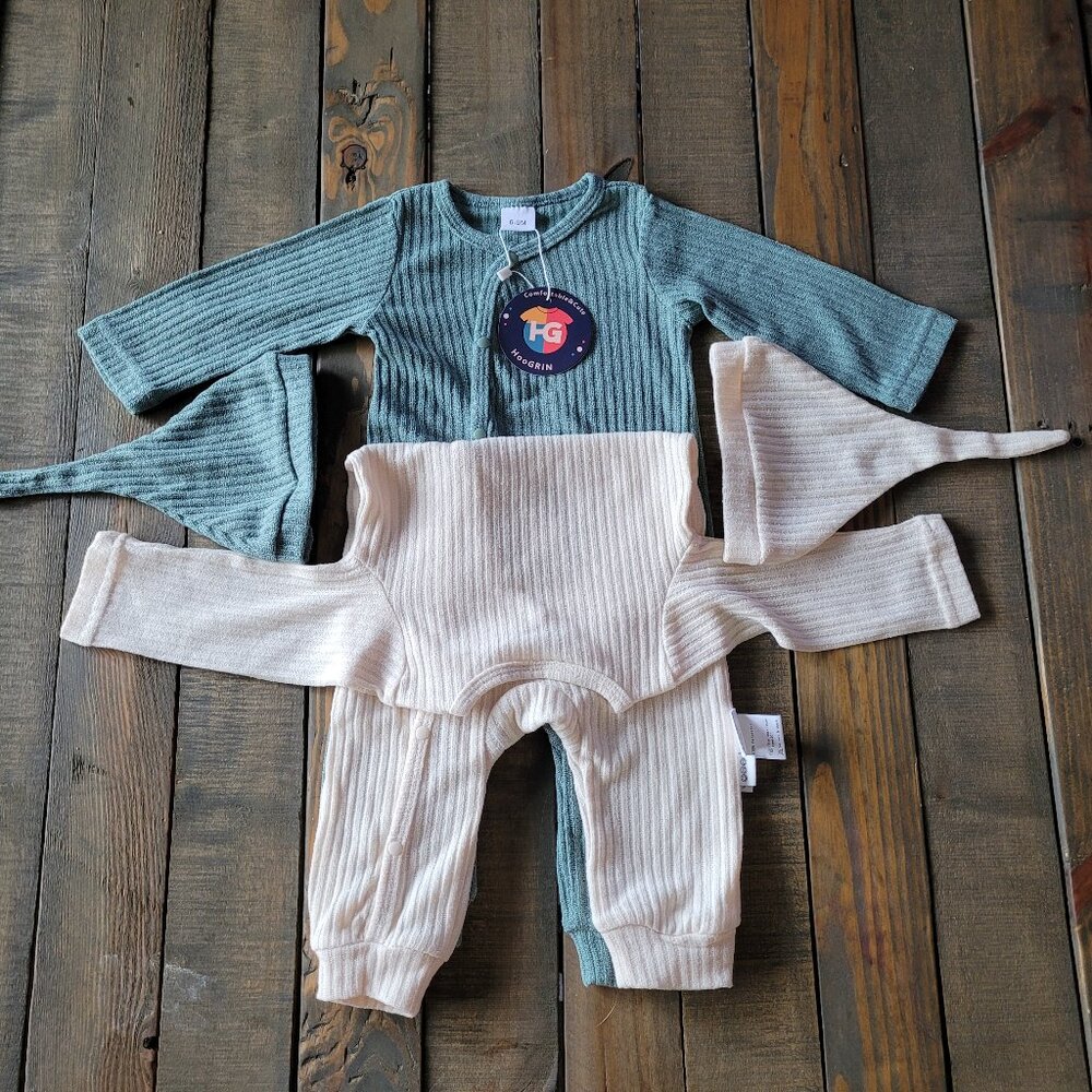 Infant Boys/Girls 2 Pack Newborn Baby Romper With Hat